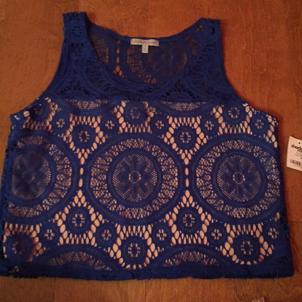 Blue lace Charlotte Russe tank top